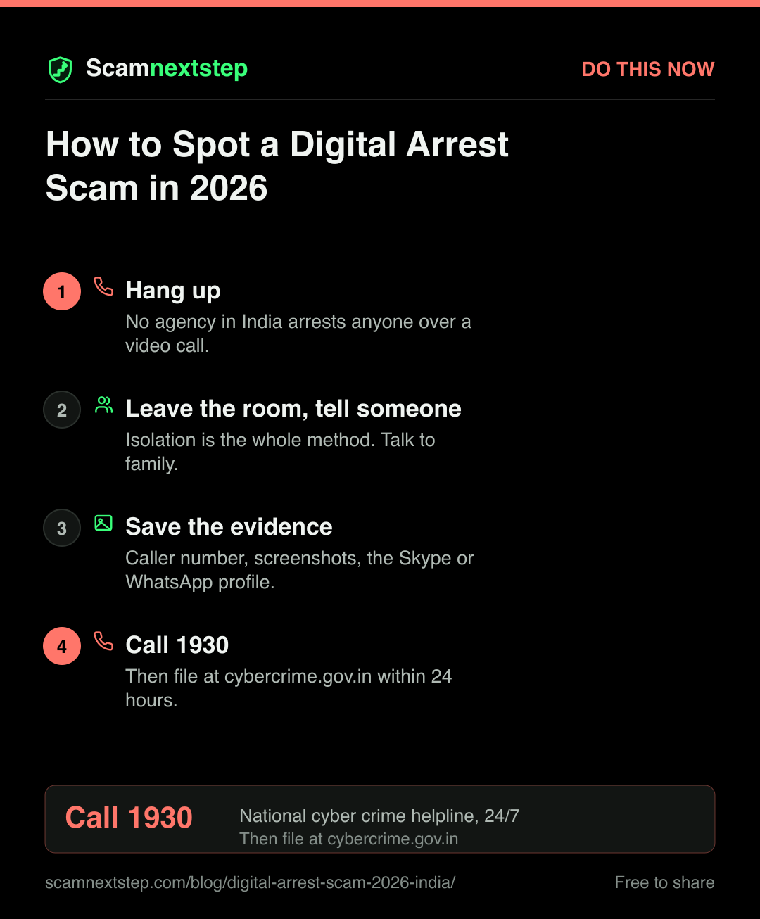 Quick action card for How to Spot a Digital Arrest Scam in 2026