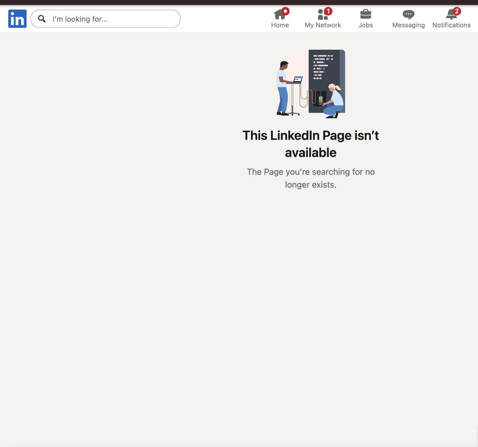 LinkedIn page for The Creative Unit showing the standard This LinkedIn Page isn't available message.